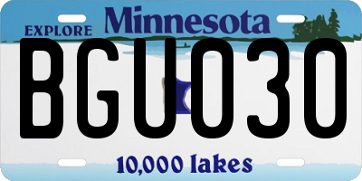 MN license plate BGU030