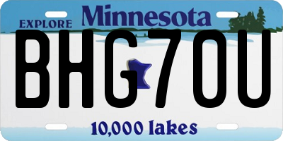 MN license plate BHG70U