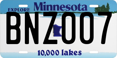 MN license plate BNZ007