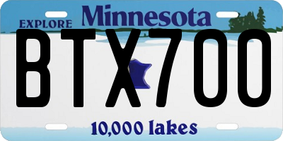 MN license plate BTX700