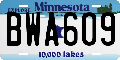 MN license plate BWA609