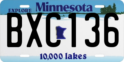 MN license plate BXC136