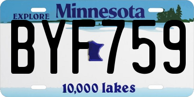 MN license plate BYF759