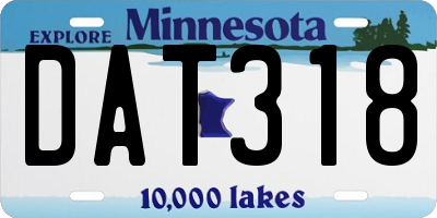 MN license plate DAT318