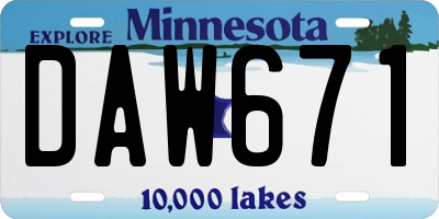 MN license plate DAW671