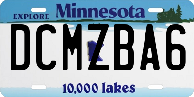 MN license plate DCMZBA6