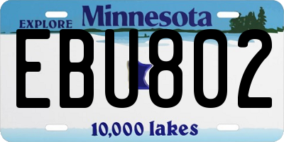 MN license plate EBU802