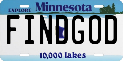 MN license plate FINDGOD