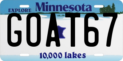 MN license plate GOAT67