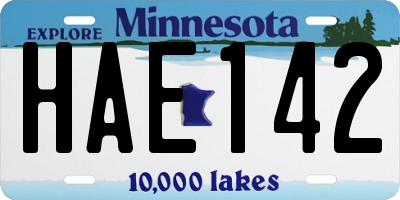 MN license plate HAE142