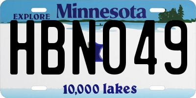 MN license plate HBN049