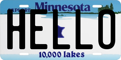 MN license plate HELLO