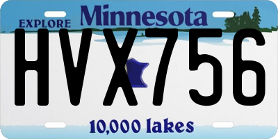 MN license plate HVX756