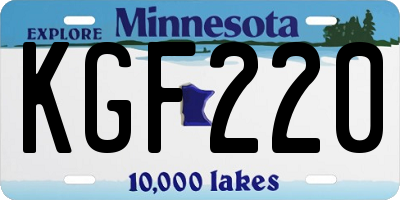MN license plate KGF220