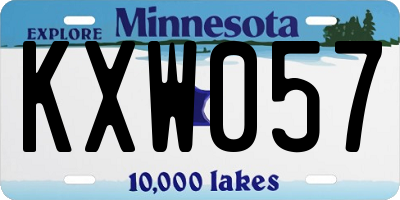 MN license plate KXW057
