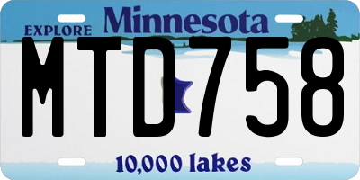 MN license plate MTD758