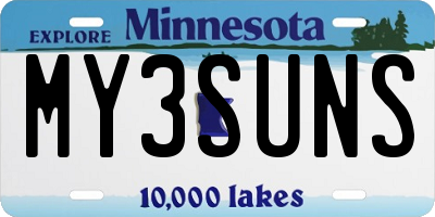 MN license plate MY3SUNS