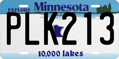 MN license plate PLK213