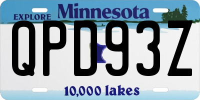 MN license plate QPD93Z