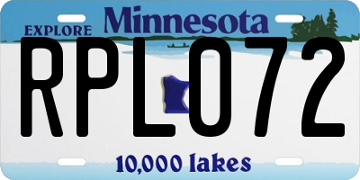 MN license plate RPL072
