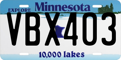 MN license plate VBX403