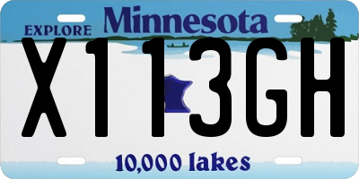 MN license plate X113GH