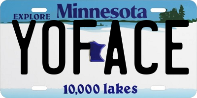 MN license plate YOFACE