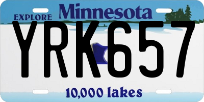MN license plate YRK657