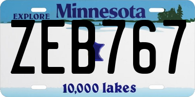 MN license plate ZEB767