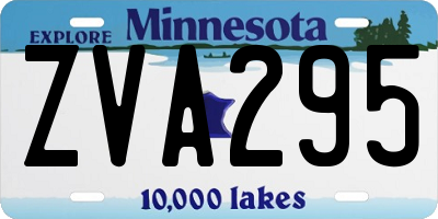 MN license plate ZVA295