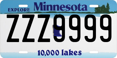 MN license plate ZZZ9999