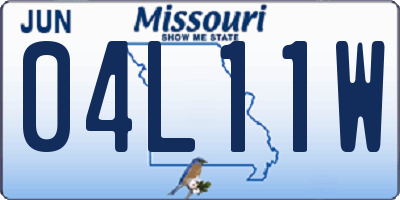 MO license plate 04L11W