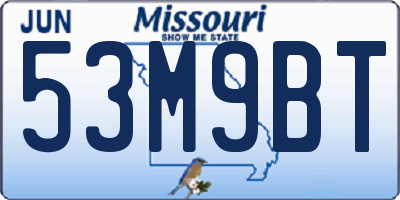 MO license plate 53M9BT