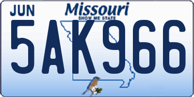 MO license plate 5AK966