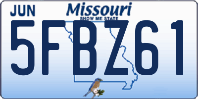 MO license plate 5FBZ61