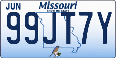 MO license plate 99JT7Y