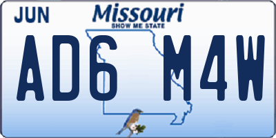 MO license plate AD6M4W