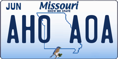 MO license plate AH0A0A