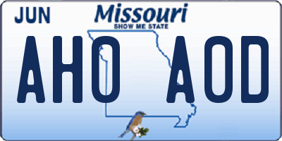 MO license plate AH0A0D