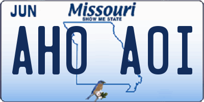 MO license plate AH0A0I