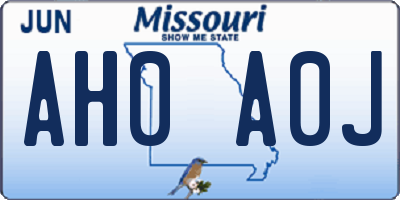 MO license plate AH0A0J