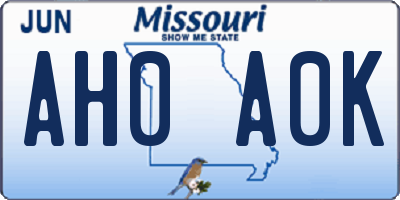 MO license plate AH0A0K