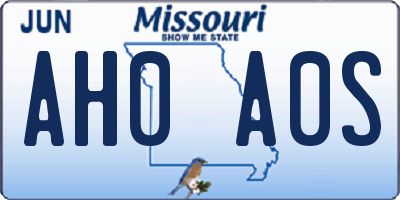 MO license plate AH0A0S