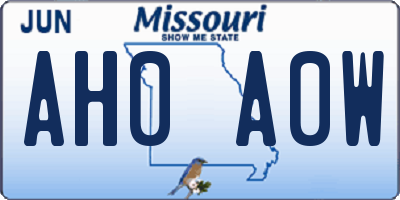 MO license plate AH0A0W