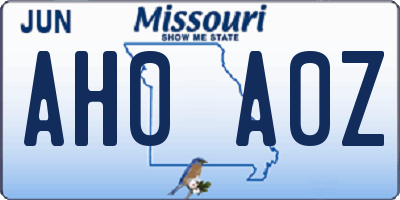 MO license plate AH0A0Z