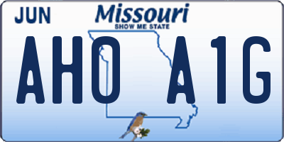 MO license plate AH0A1G