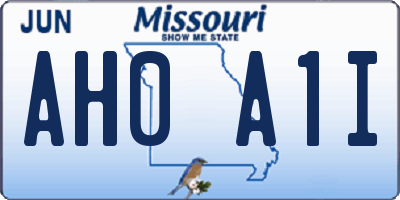 MO license plate AH0A1I