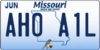 MO license plate AH0A1L