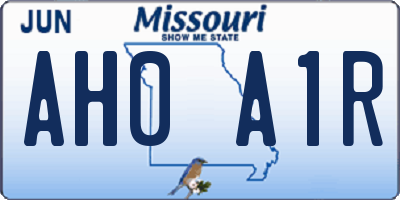 MO license plate AH0A1R