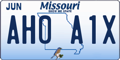 MO license plate AH0A1X